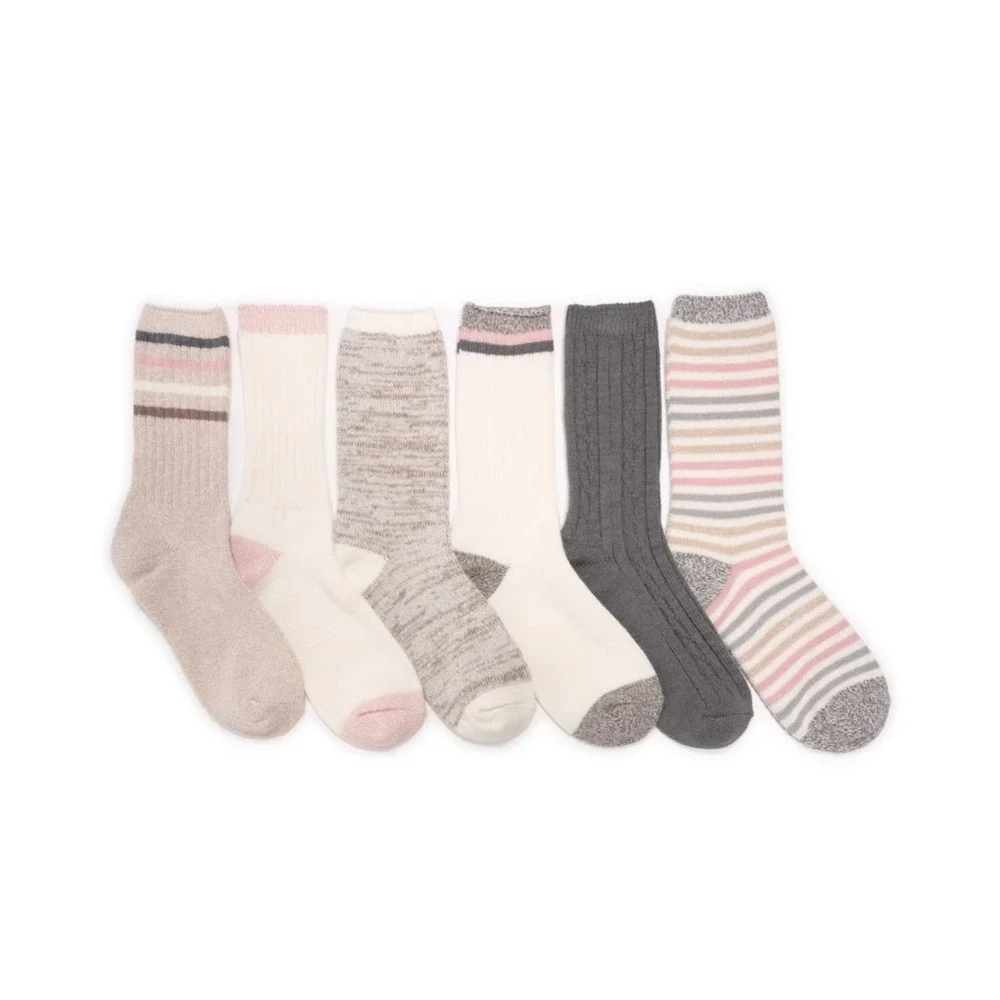 Muk Luks Women's Fluffly Dream Cozy Crew Boot Socks 6 Pack Size 6-11